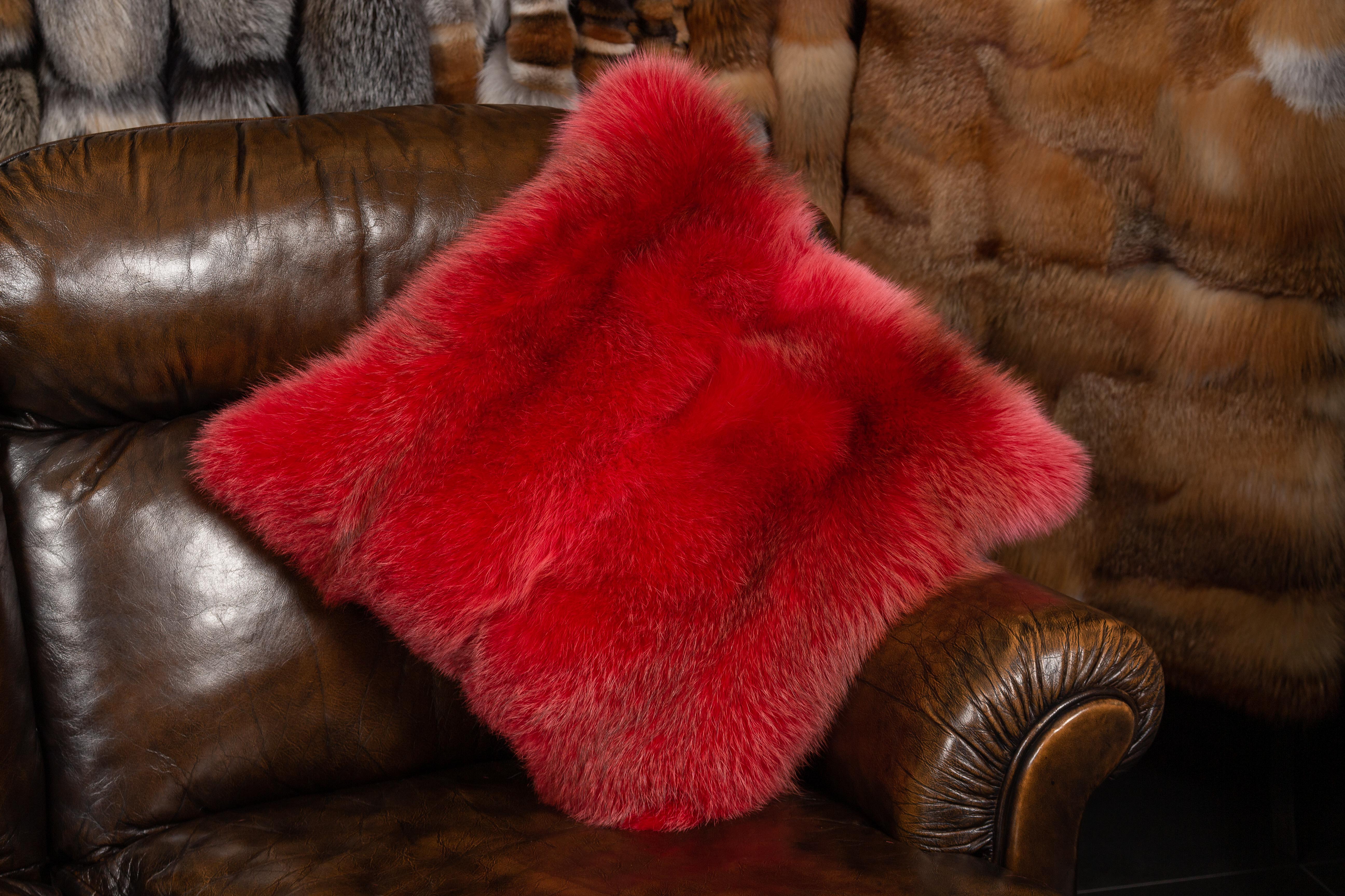 European Red Fox Fur Pillow Real Fur