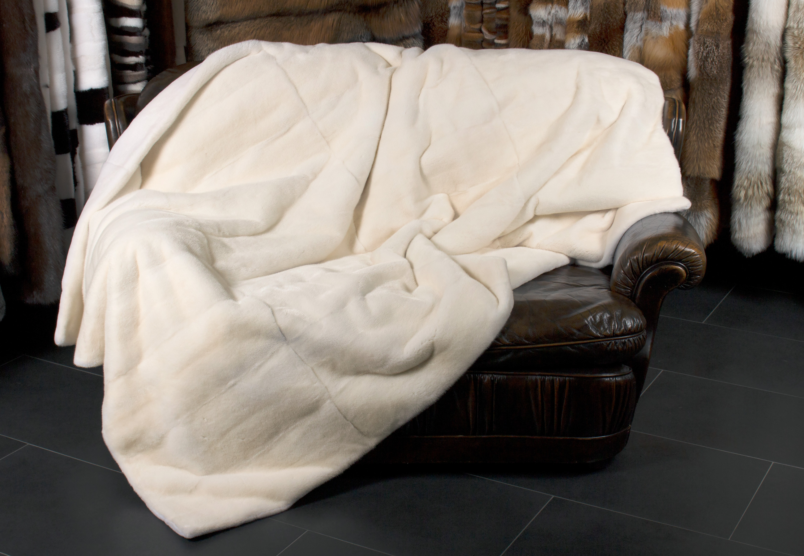 Ivory Mink Fur Blanket - Real Fur