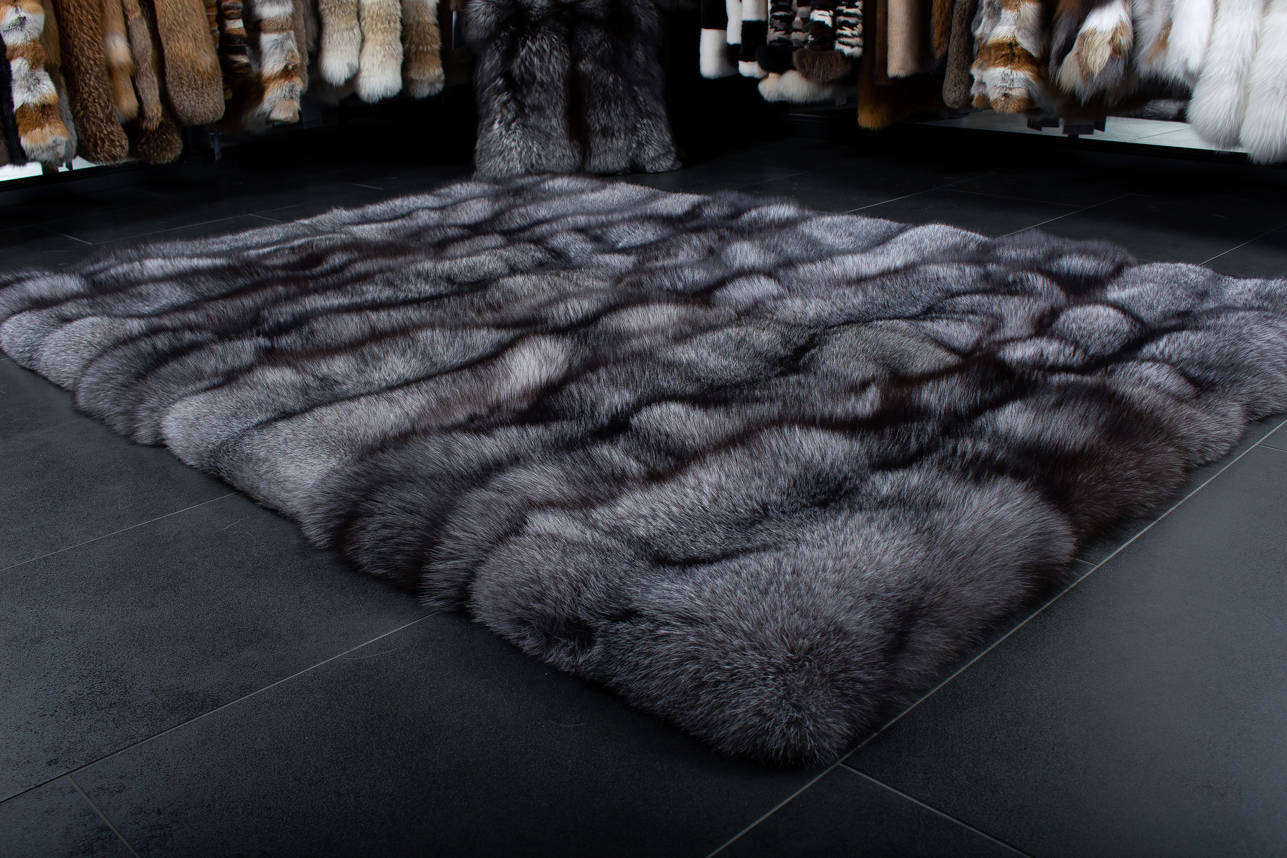Blue Frost Fox Fur Carpet