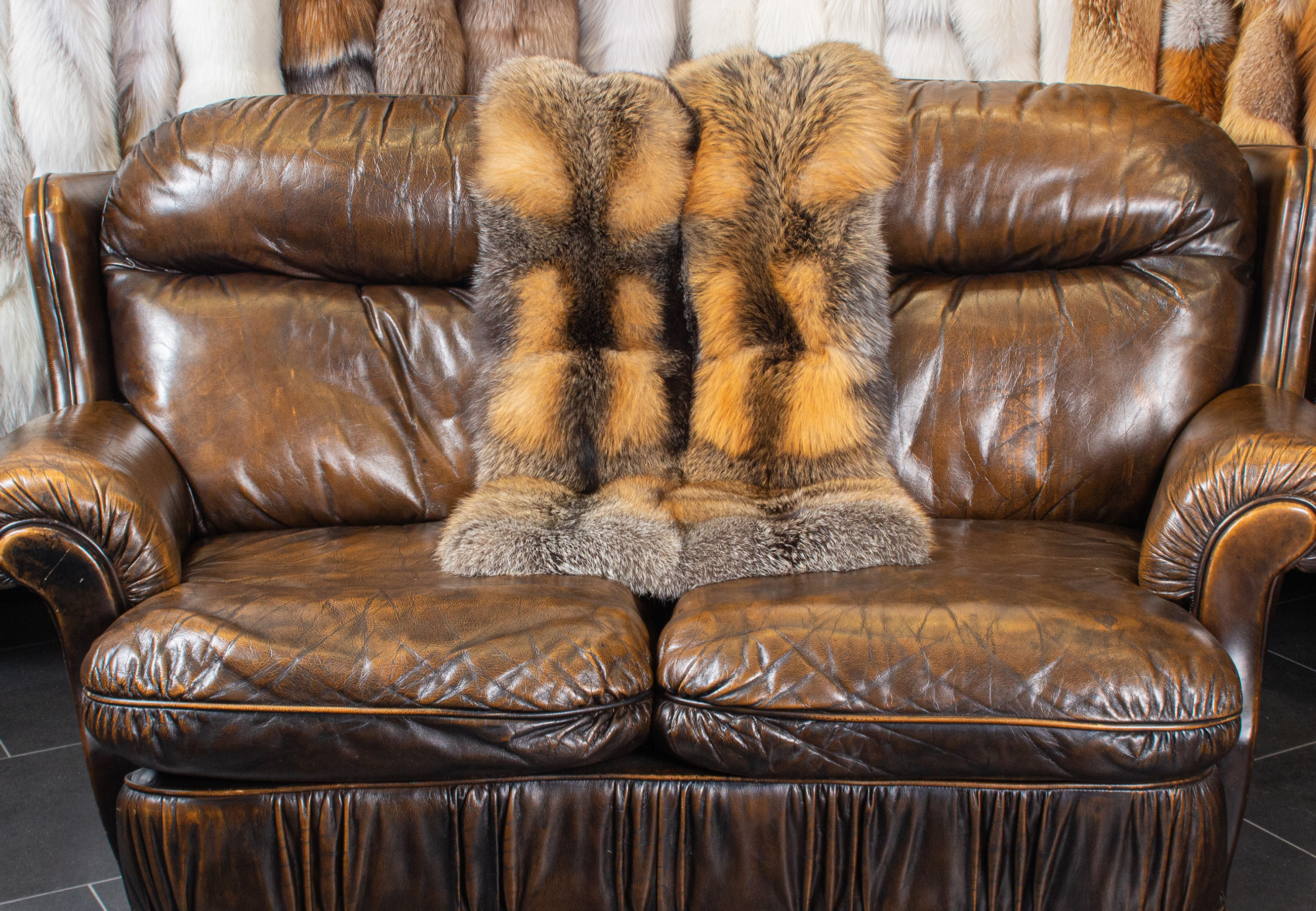 Fur Plaid made of Wild Cross Fox