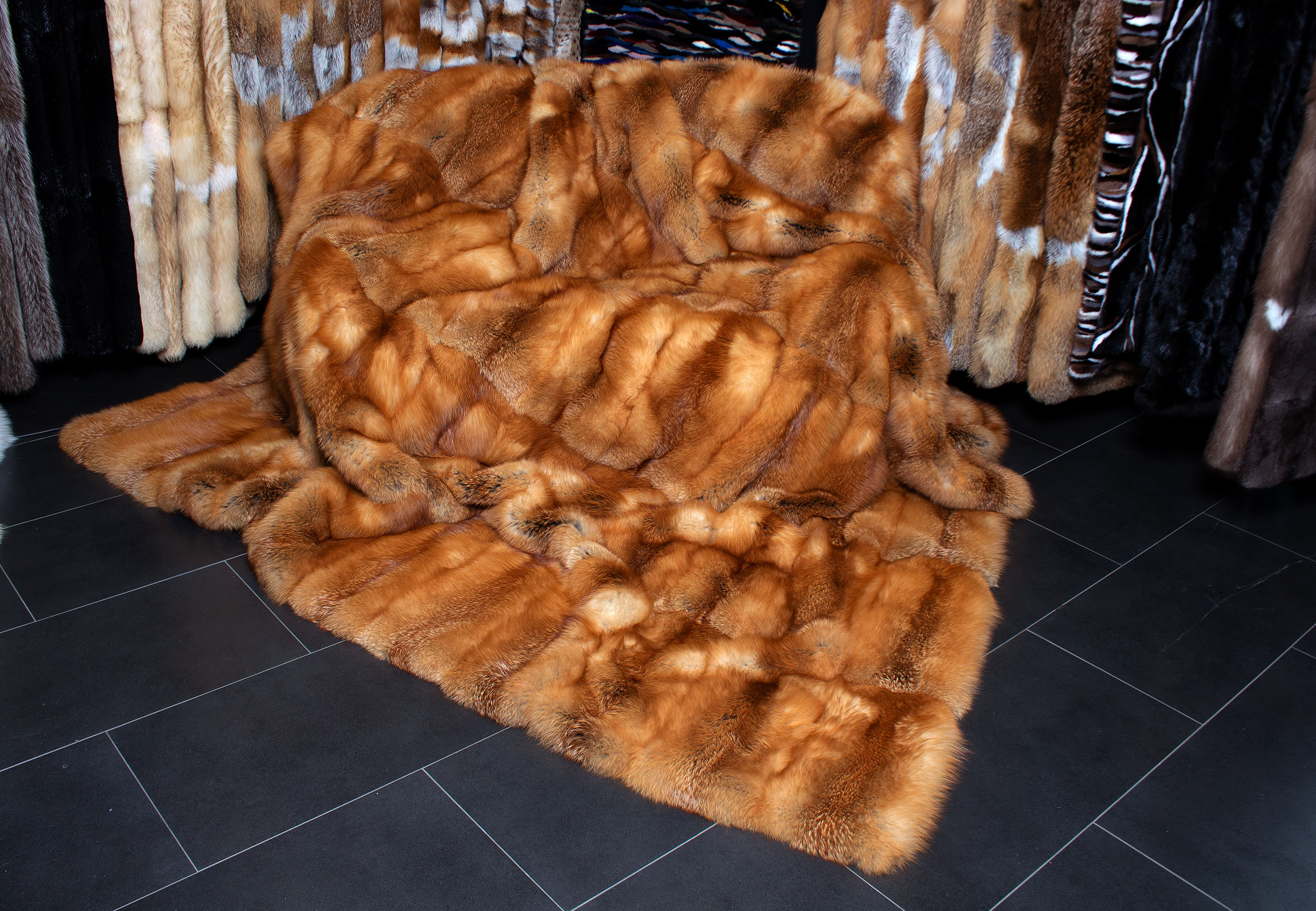 Canadian Red Fox Fur Blanket in XXL