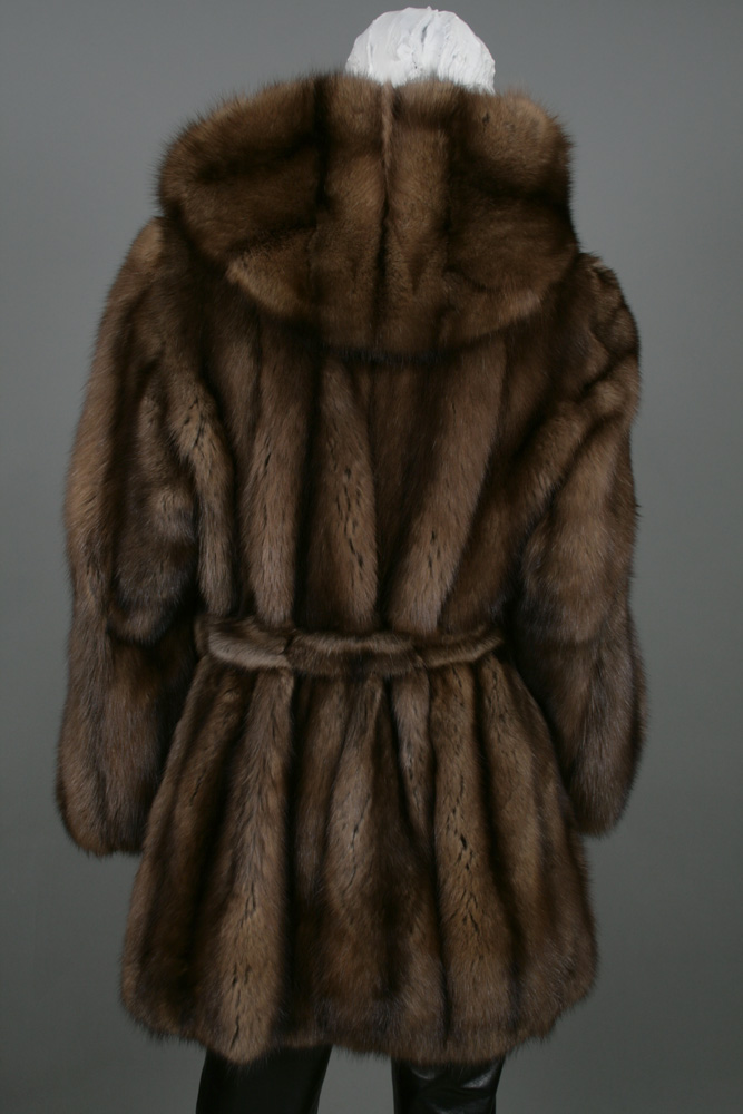 Sable fur coat made from dark bargusin sable furs