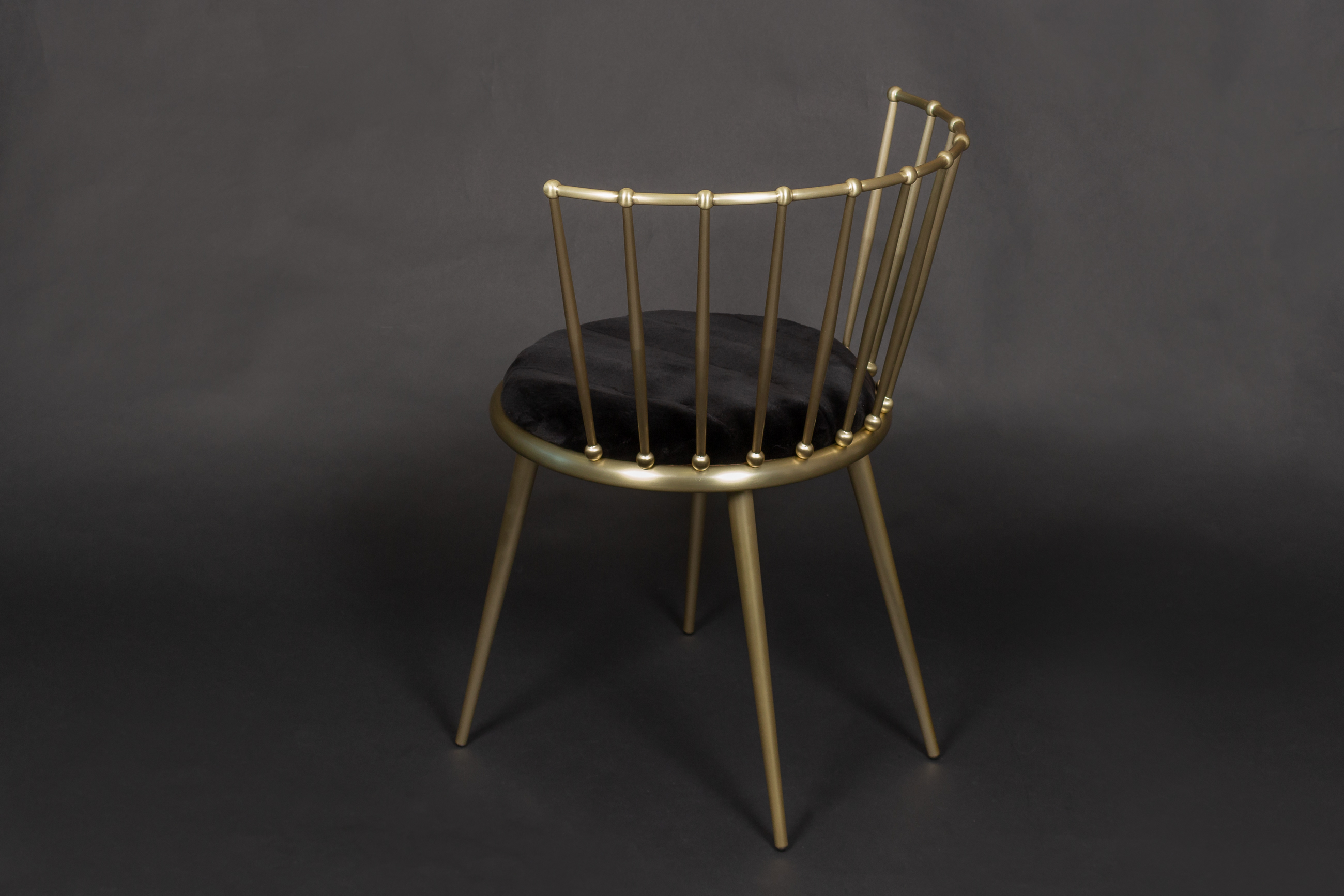 Cantori Chair with Plucked Mink Upholstery in Black