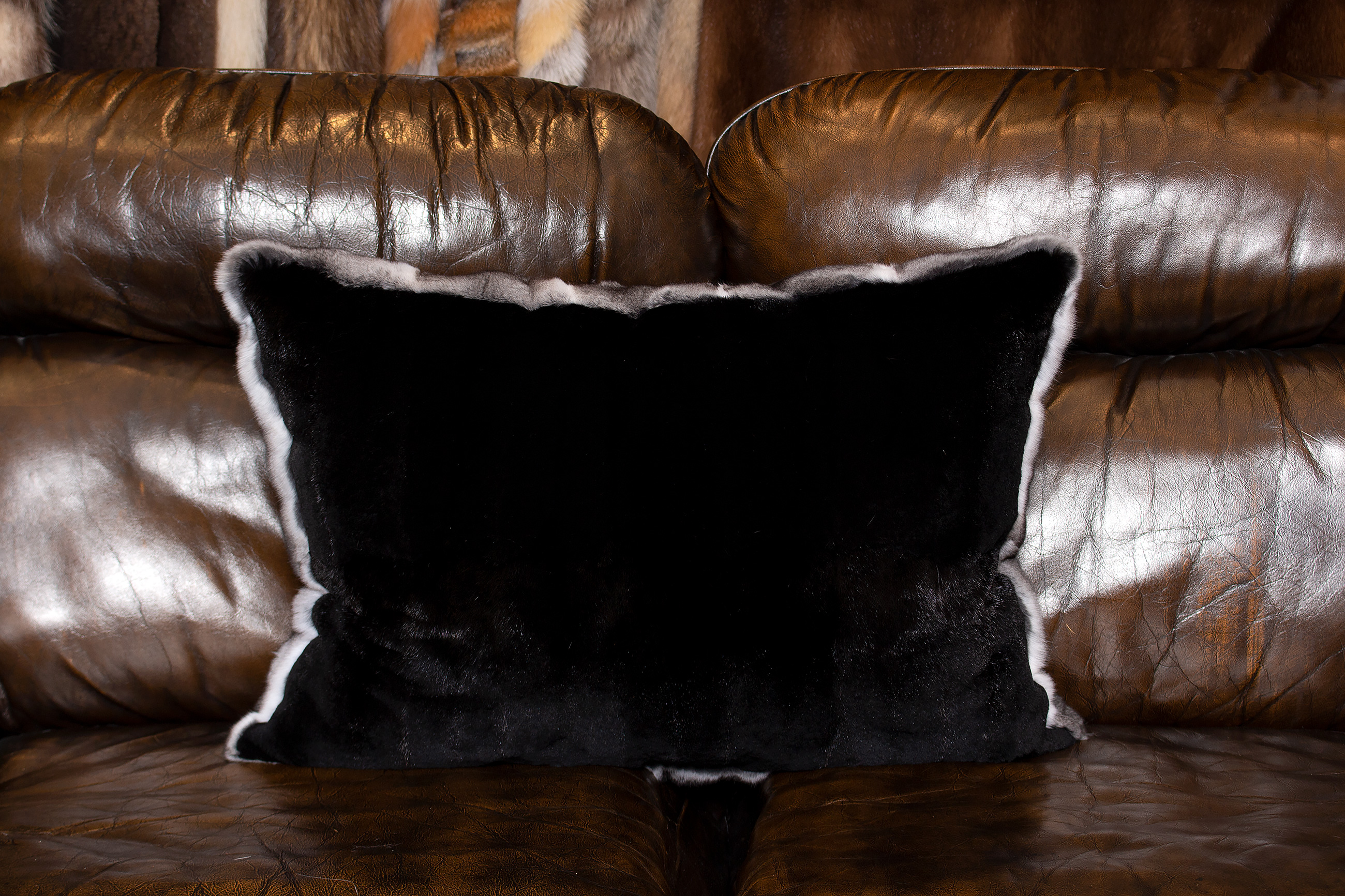 Genuine Chinchilla Fur Cushion with Plucked Mink Backing