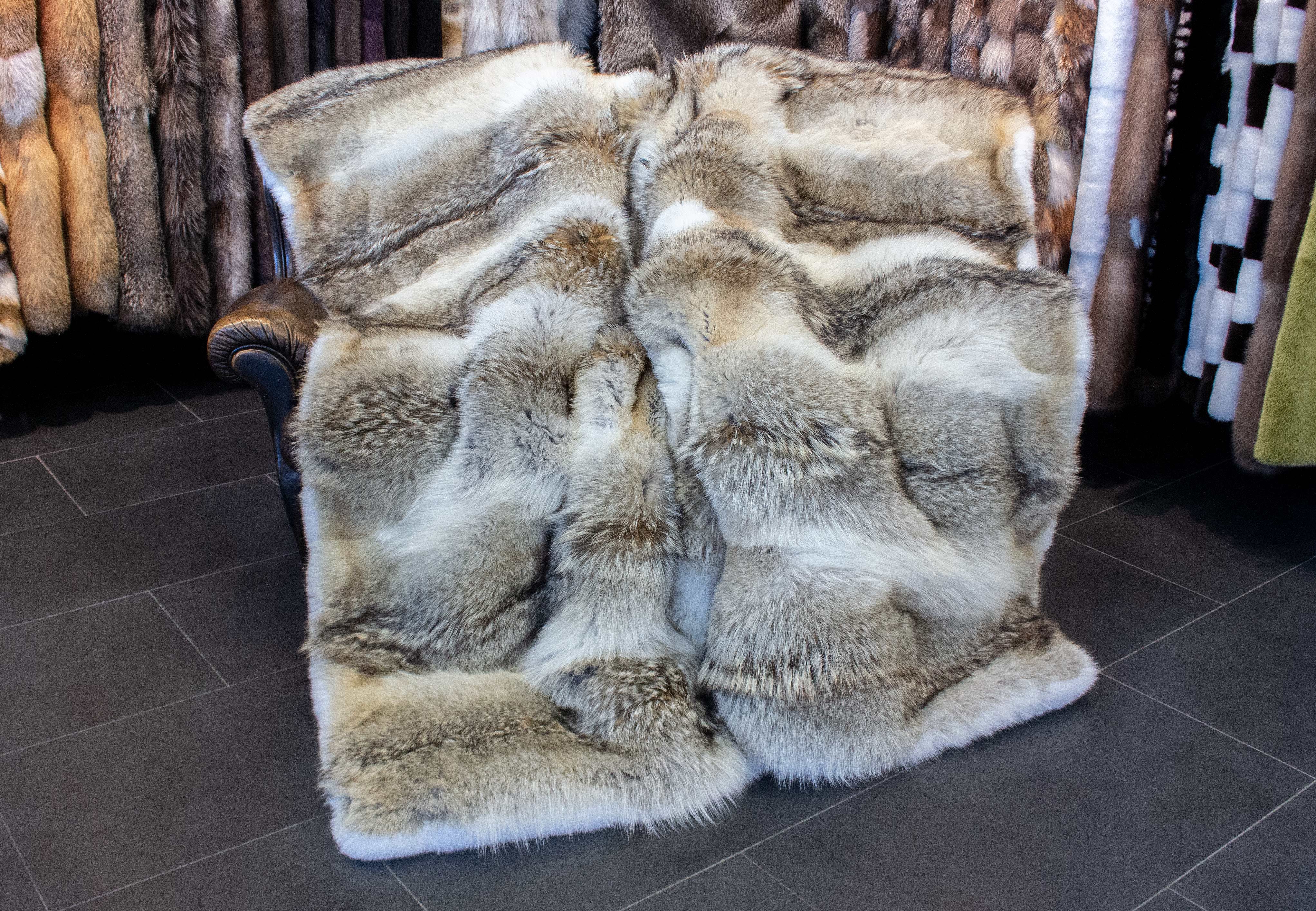 Coyote Fur Blanket with Shadow Fox Inlay