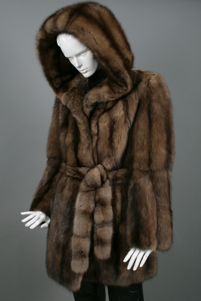 Sable fur coat made from dark bargusin sable furs