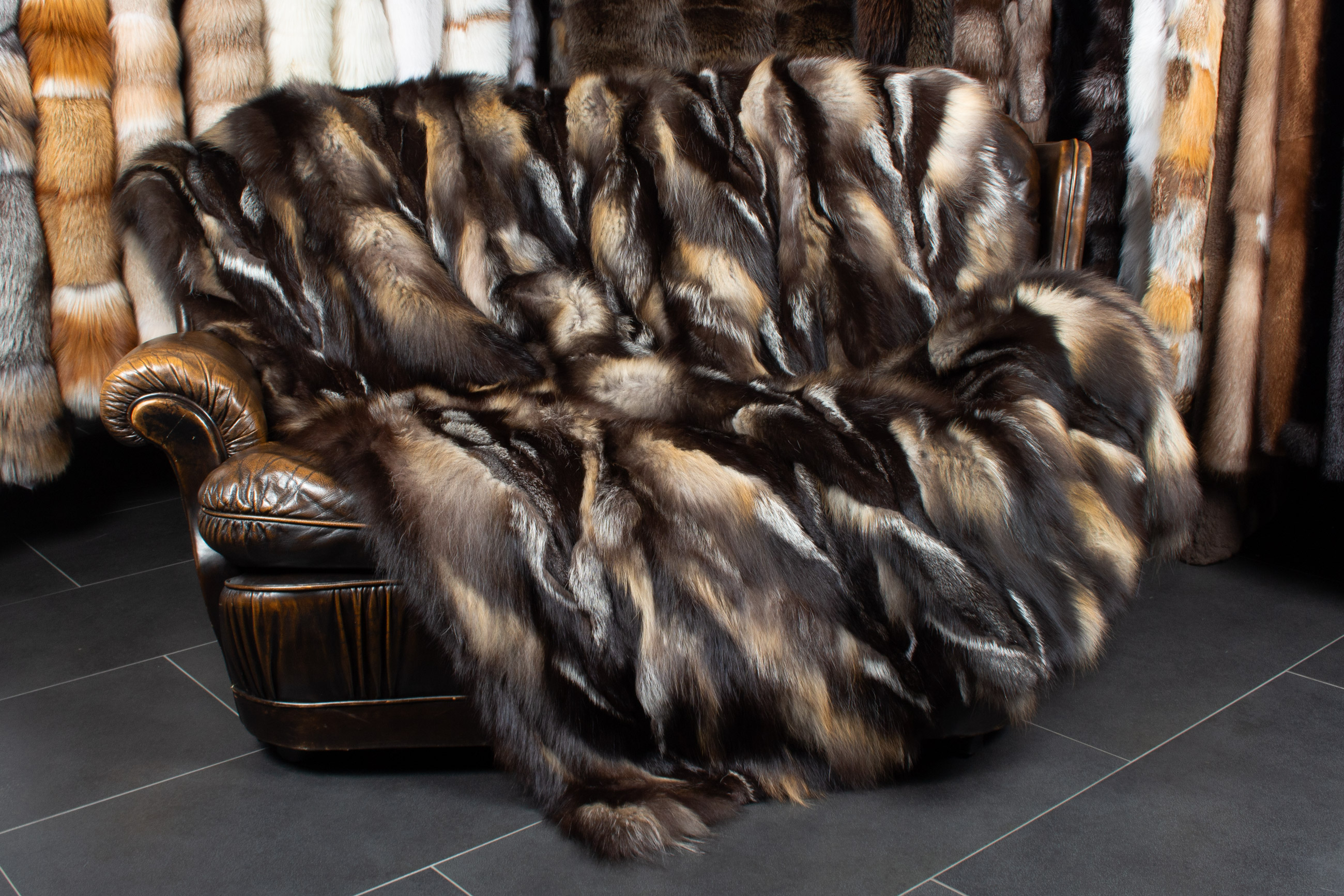 Cross Fox Fur Blanket