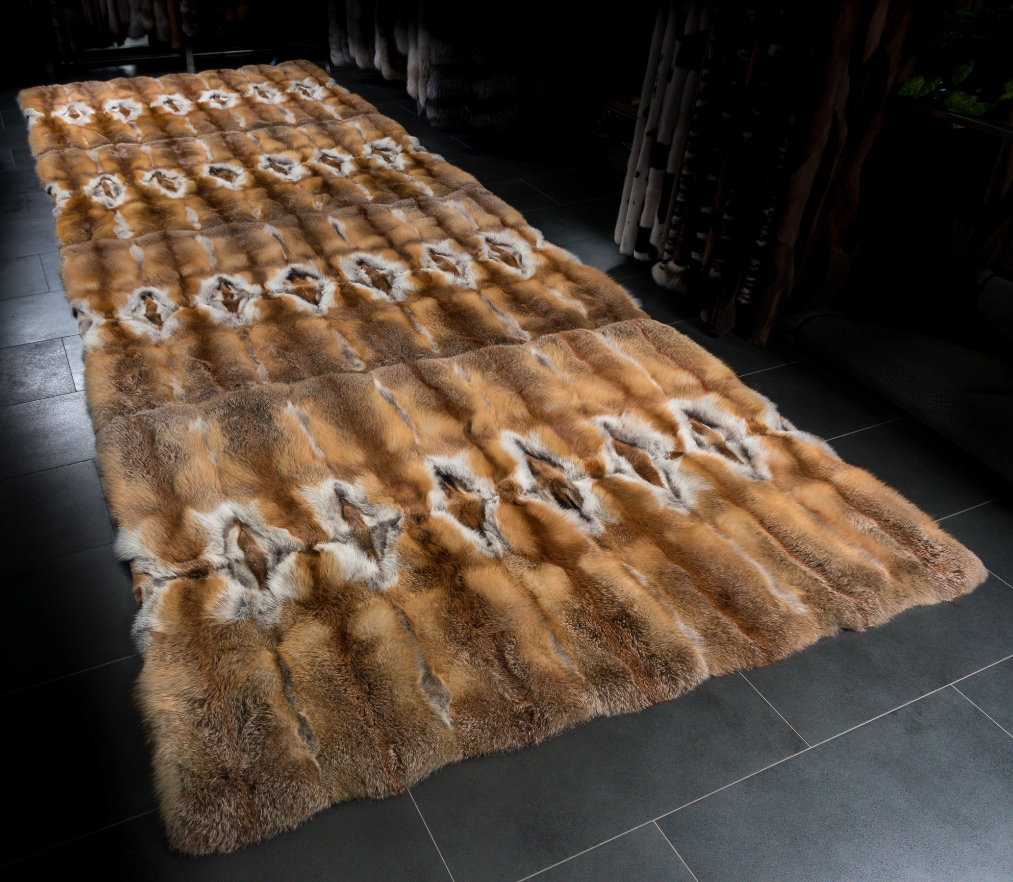 Large Fur Carpet from European Red Foxes