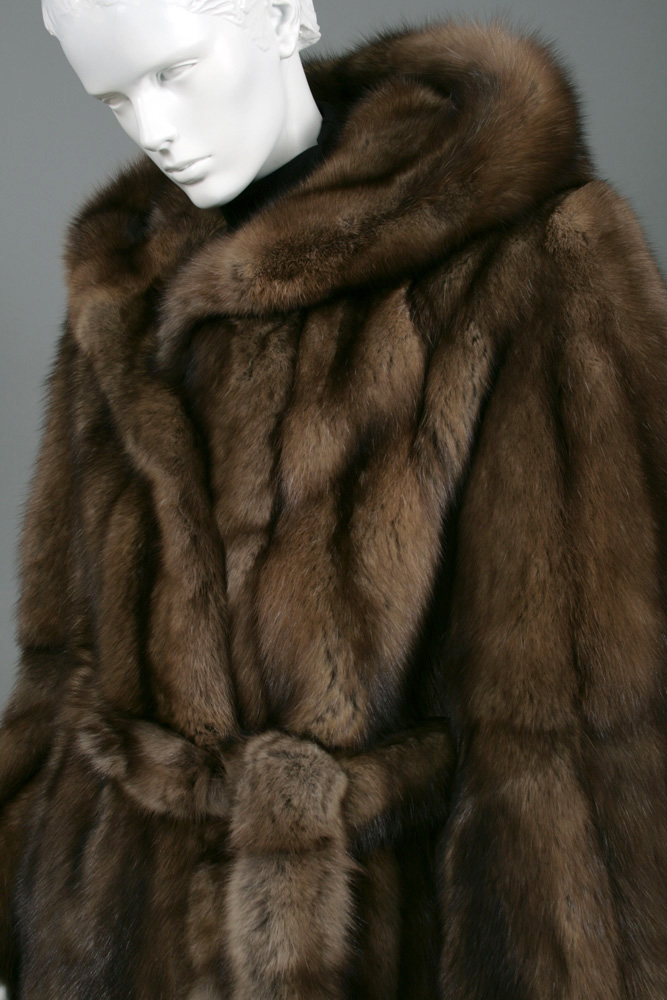 Sable fur coat made from dark bargusin sable furs