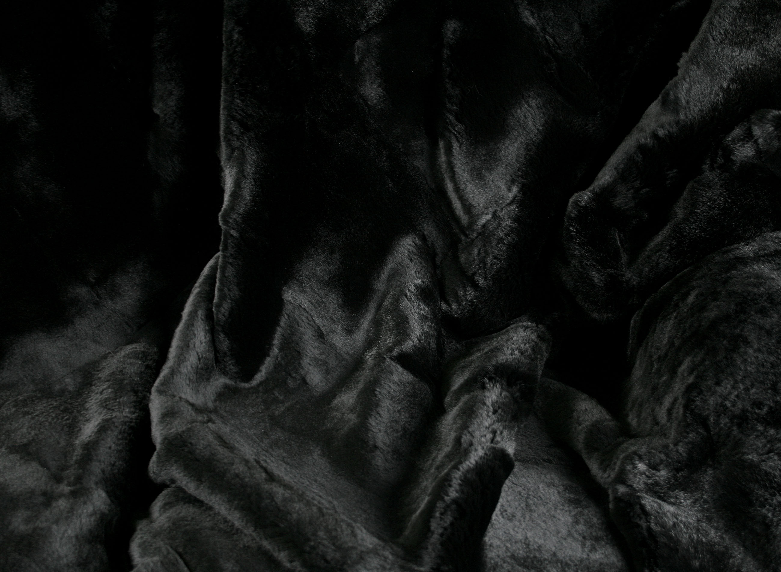 Black Fur Blanket made from shorn rabbit