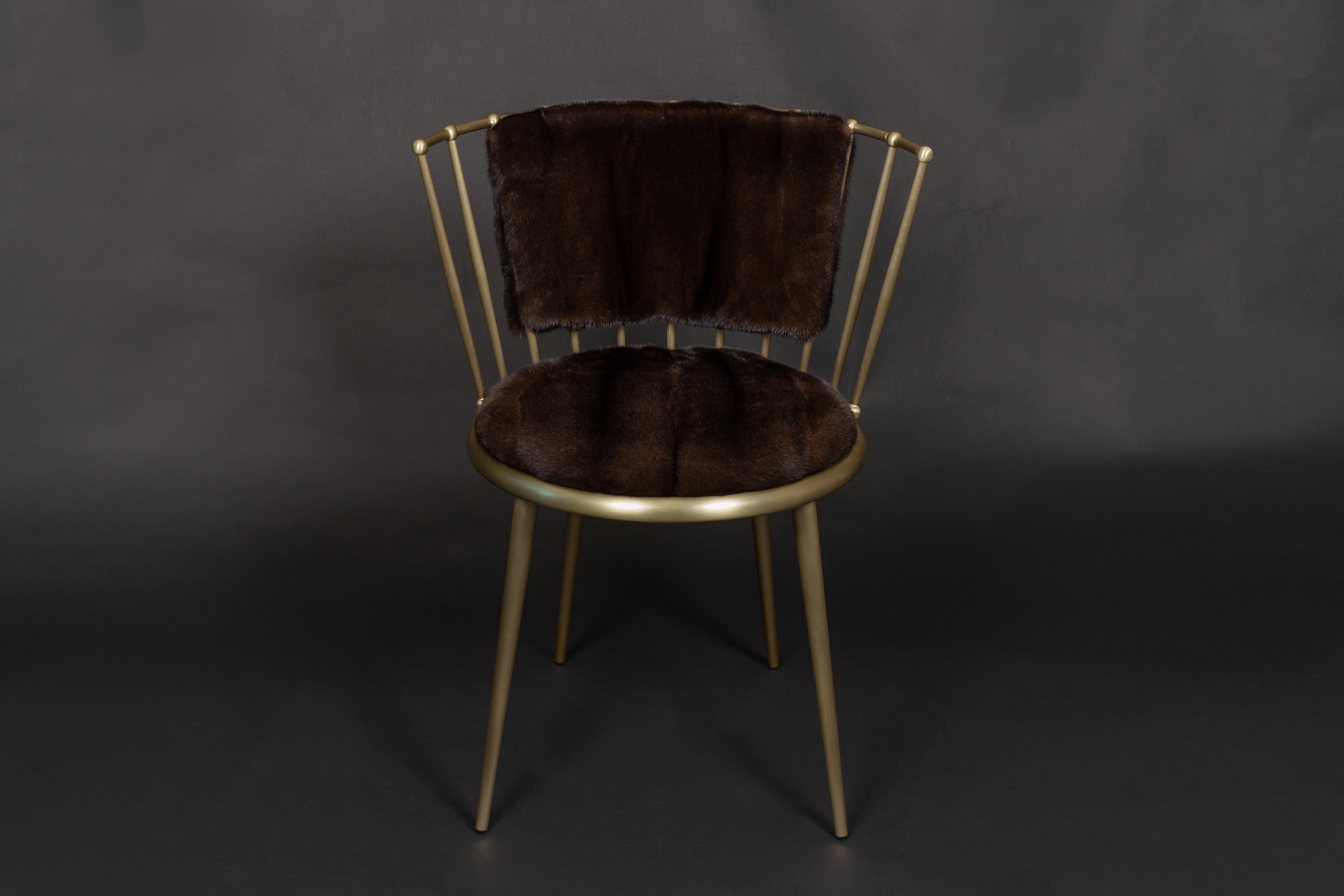 2-7015-Mahagony-Nerzfell-Polster-Cantori-Stuhl Mink Chair from Mahogany Mink Fur