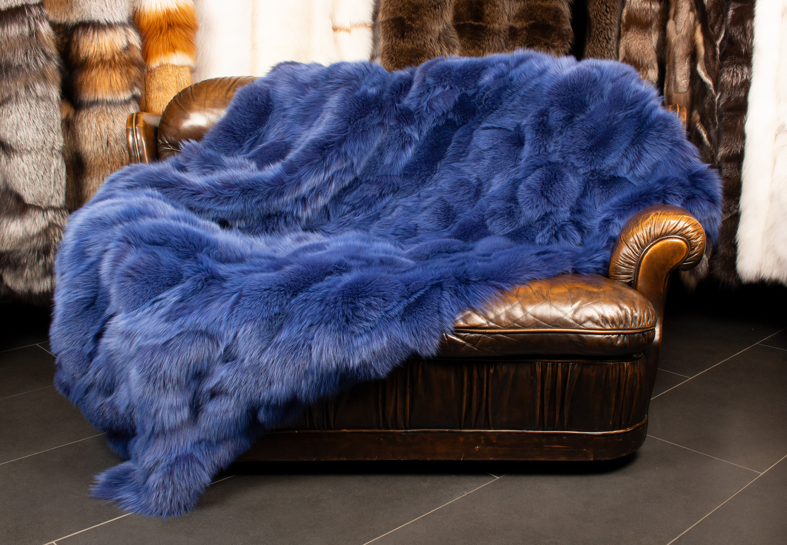 Royal Blue Shadow Fox Blanket