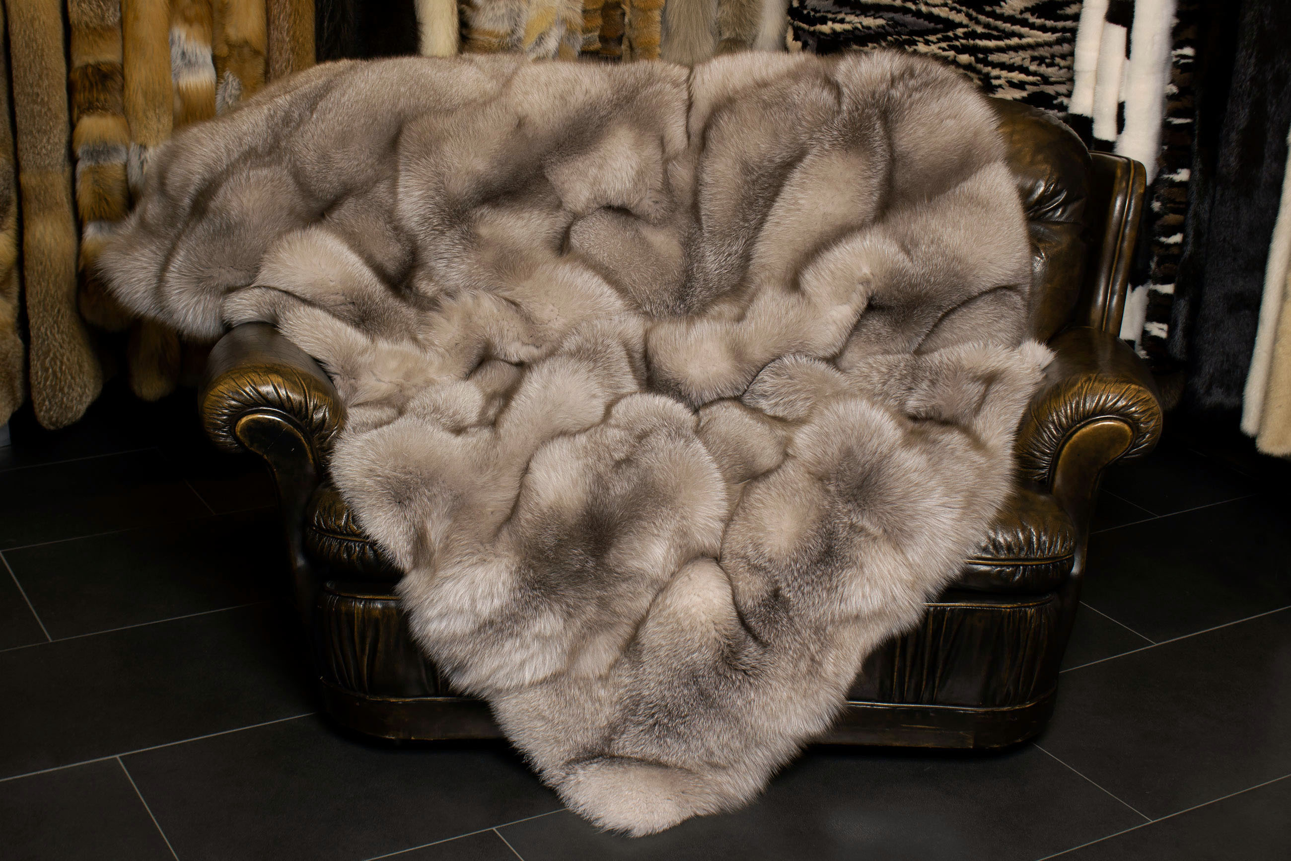 Cozy Real Fur Throw from Scandinavian Amber Fox Skins