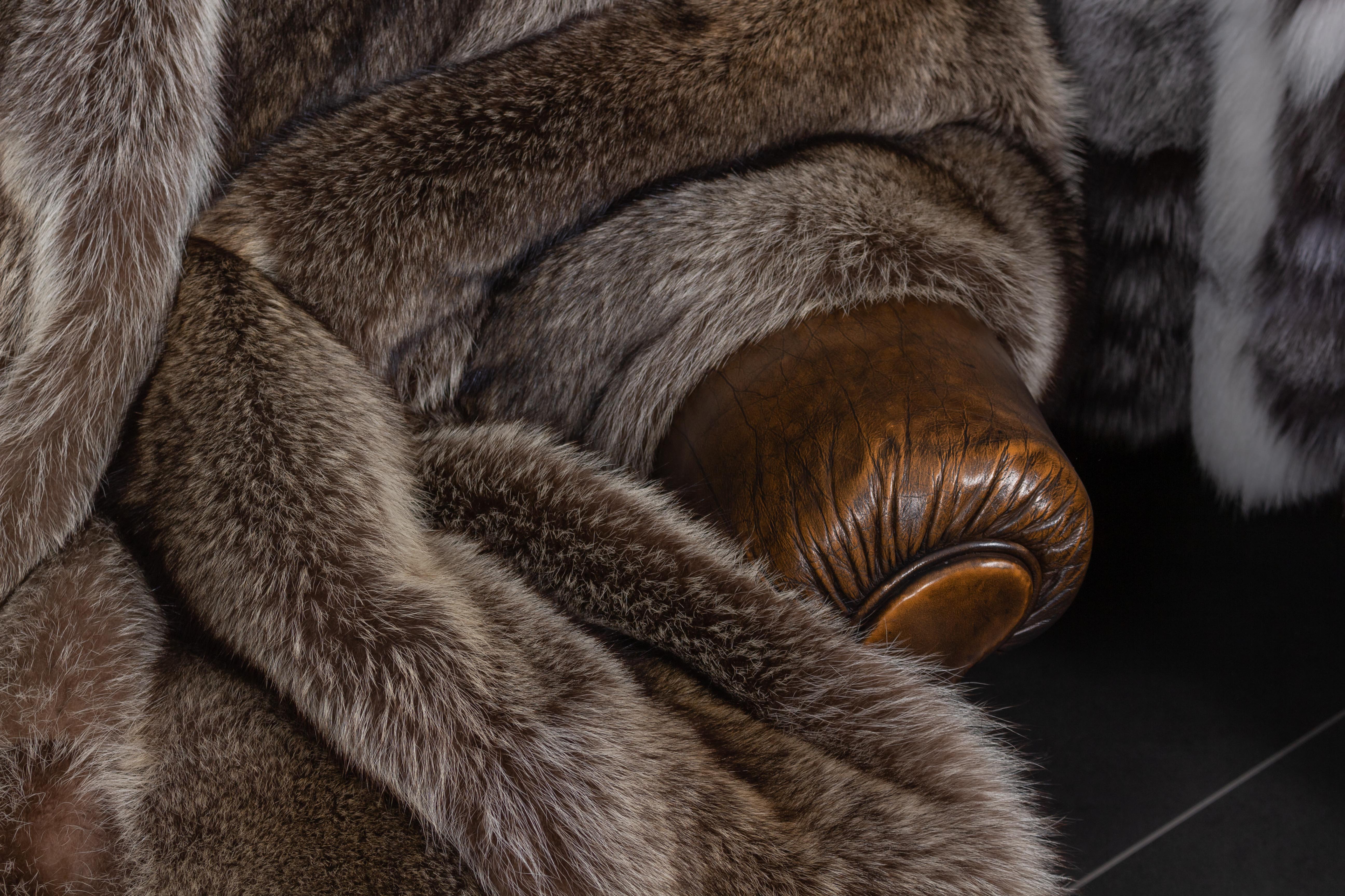 Canadian Raccoon Fur Blanket with Fur on Both Sides