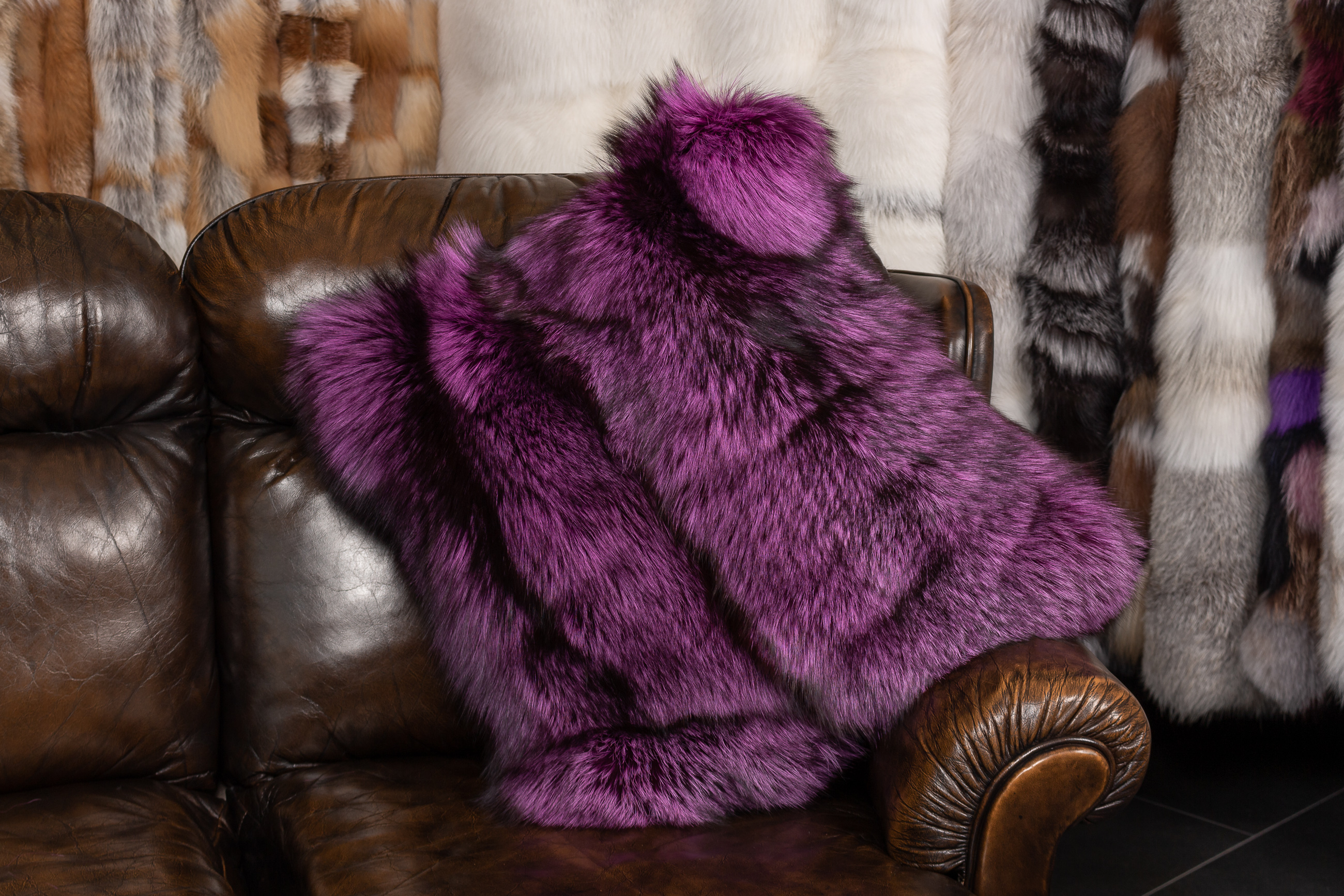Real Fur Cushion made with Pink Silver Foxes