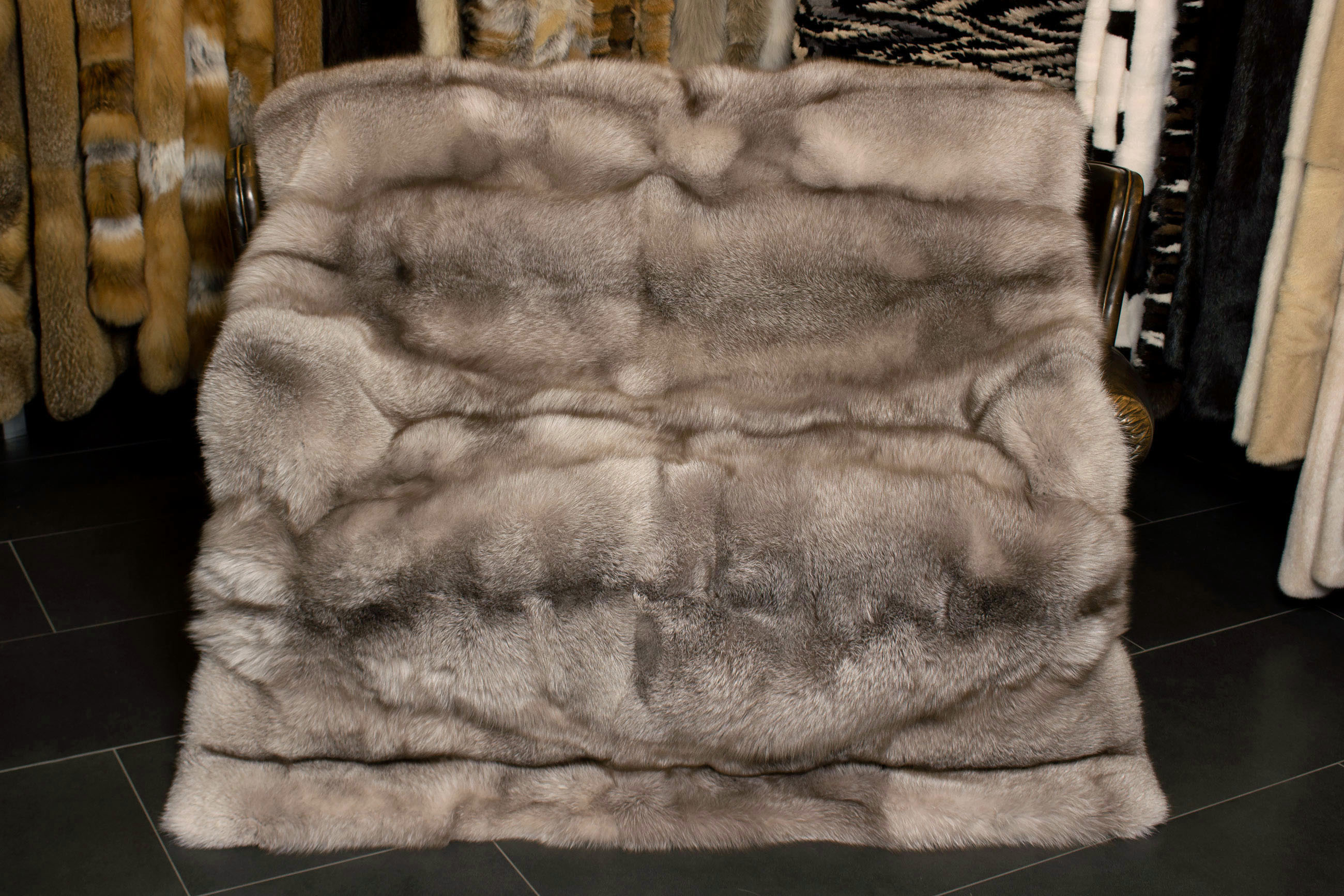 Cozy Real Fur Throw from Scandinavian Amber Fox Skins