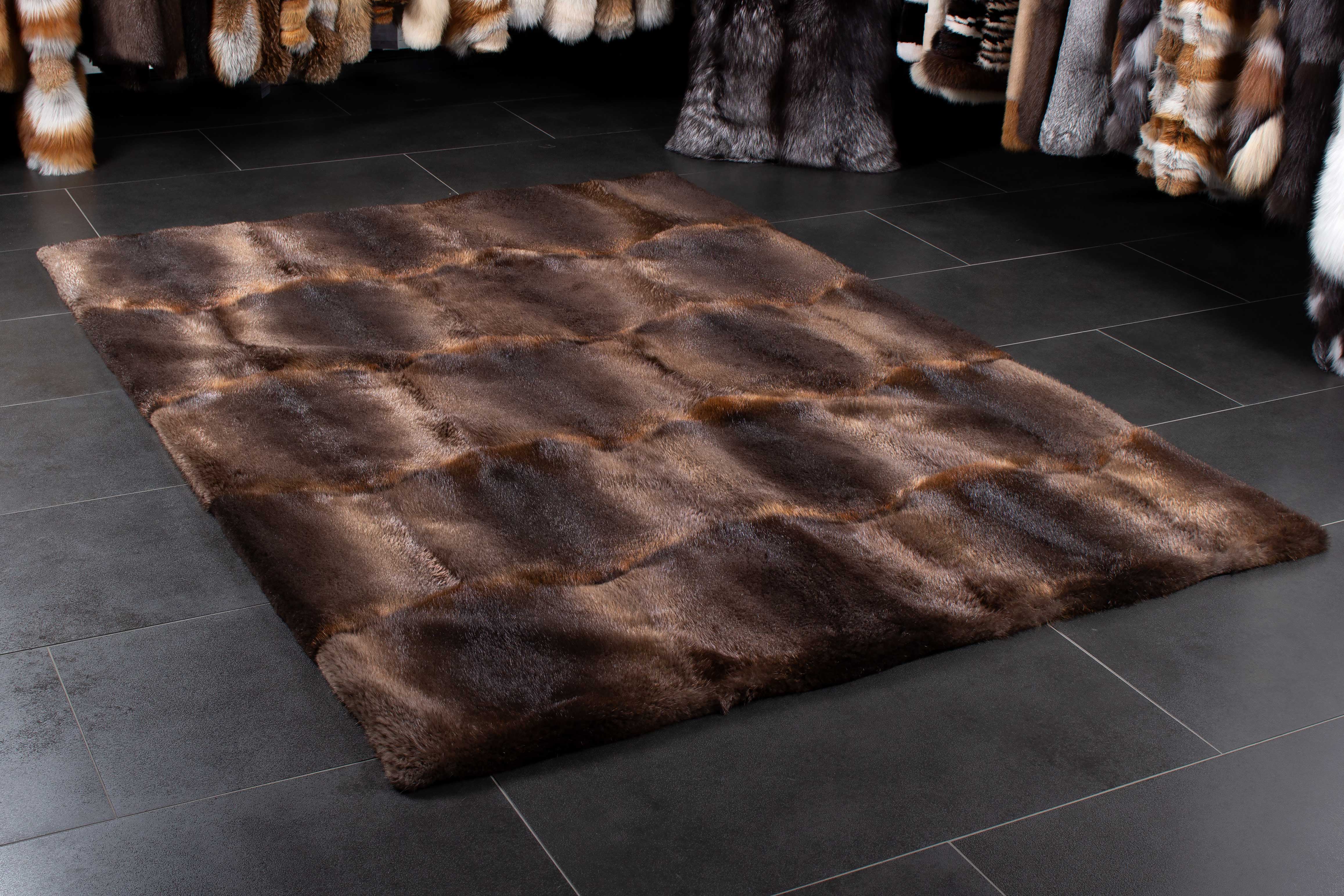 Beaver Fur Carpet made of Wild Fur - "Winter Dream"