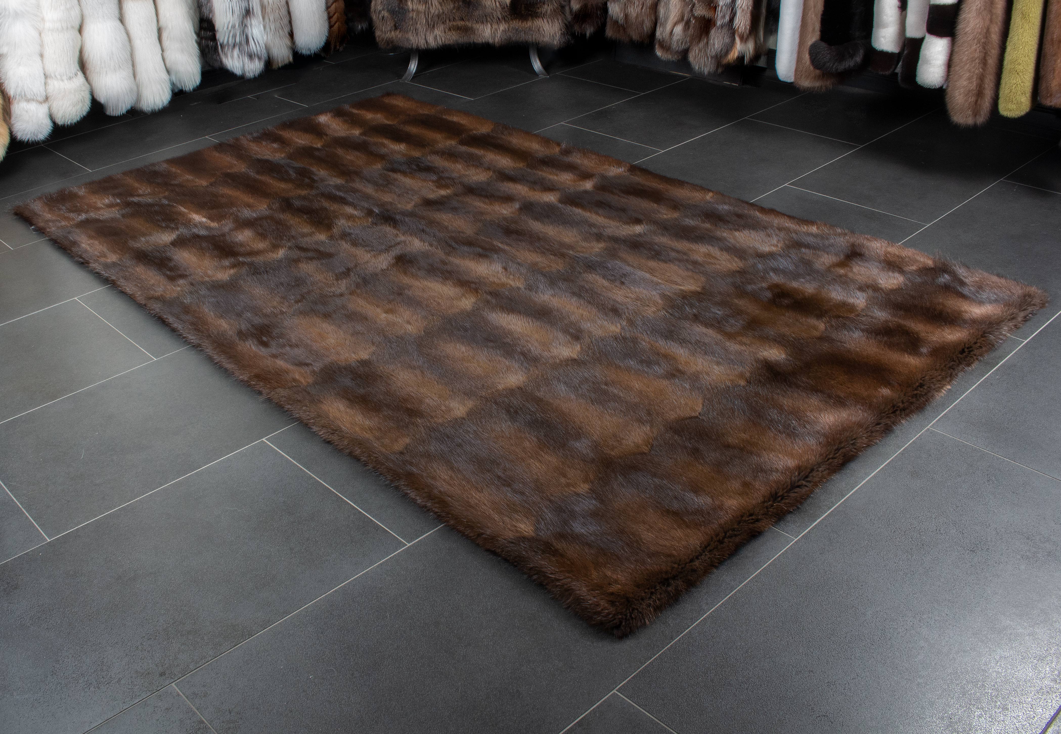 Brown Muskrat Fur Carpet