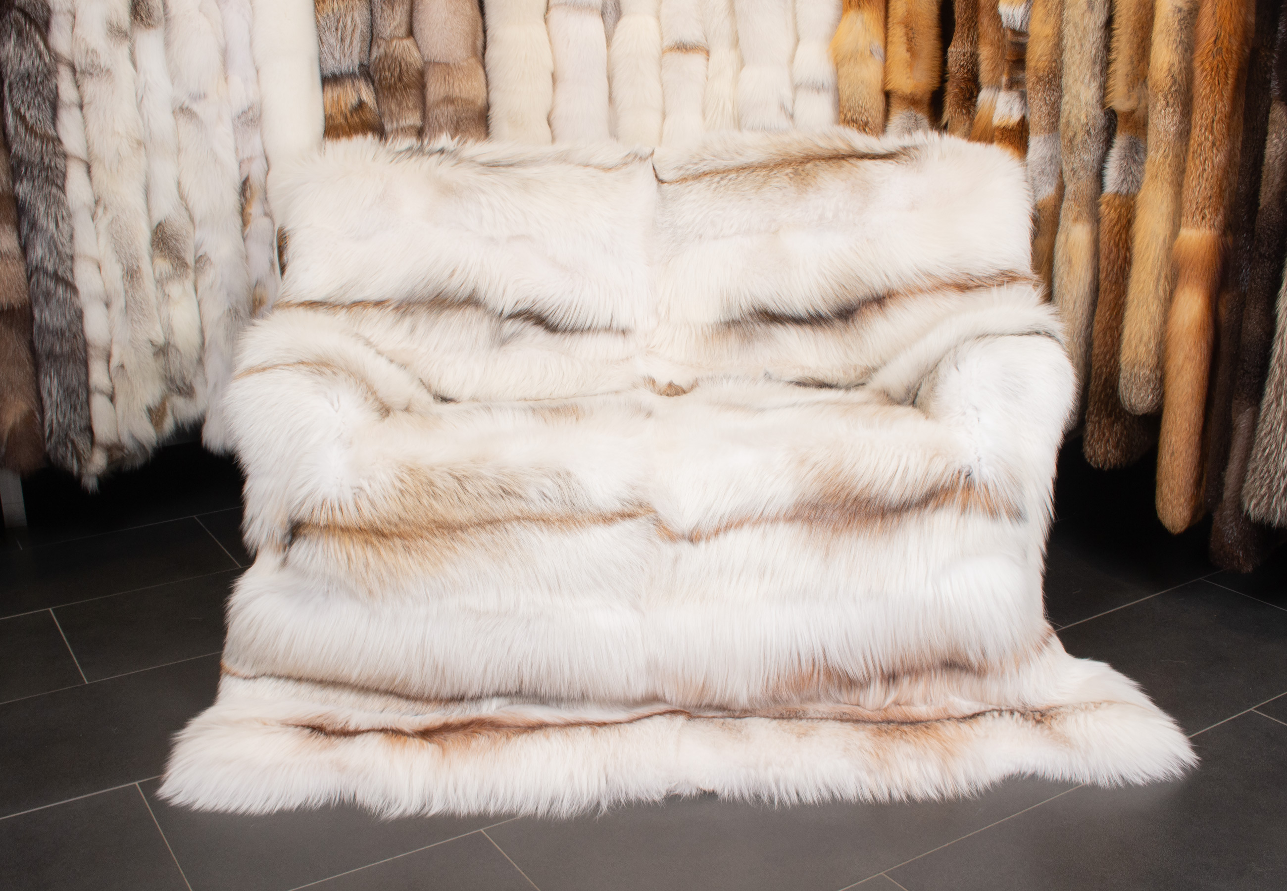 Noble Arctic Marble Cross Fox Fur Blanket Noble Arctic Marble Cross Fox Fur Blanket