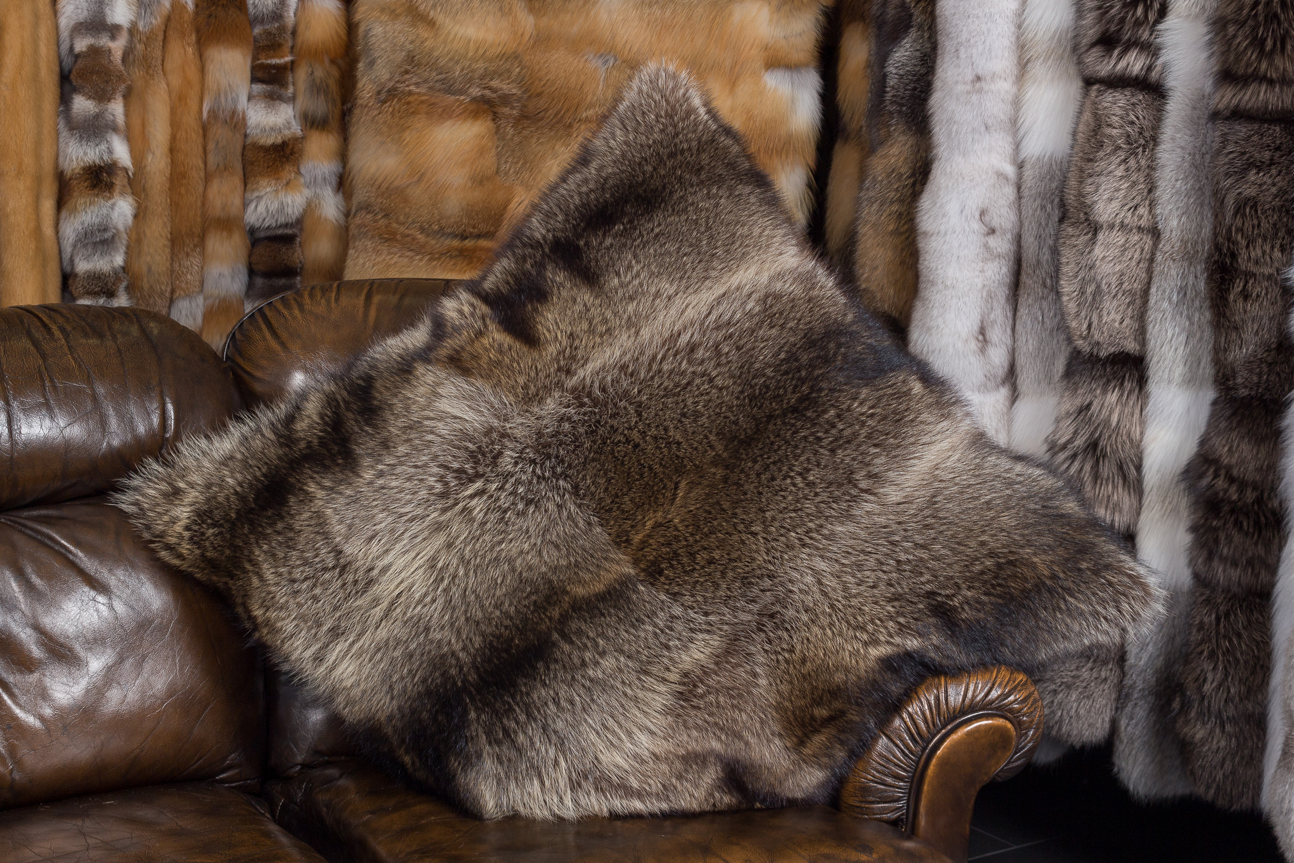 Large Canadian Raccoon Fur Pillow