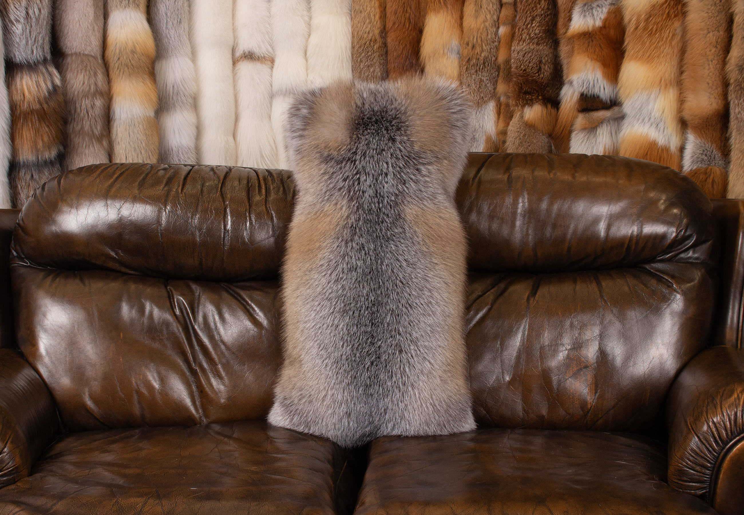Blue Frost Fox Fur Cushion 'Northern Light'
