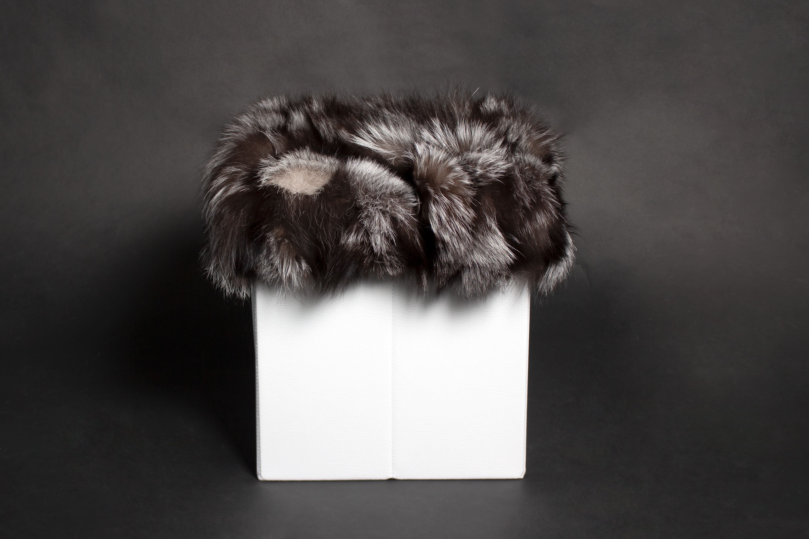 Foot Stool made with Genuine Silver Fox Fur