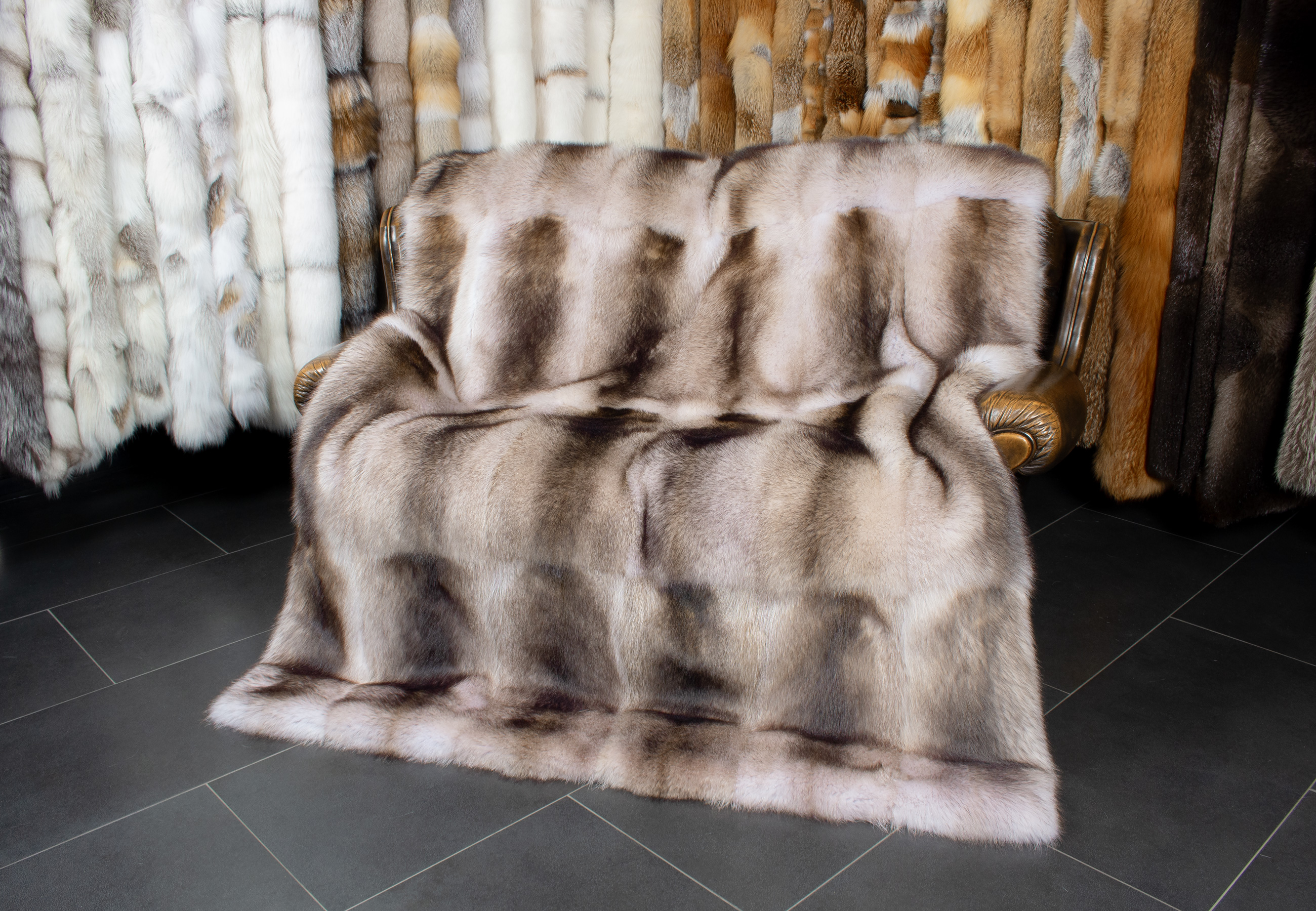 Light Raccoon Fur Blanket - Bleached Light Raccoon Fur Blanket - Bleached