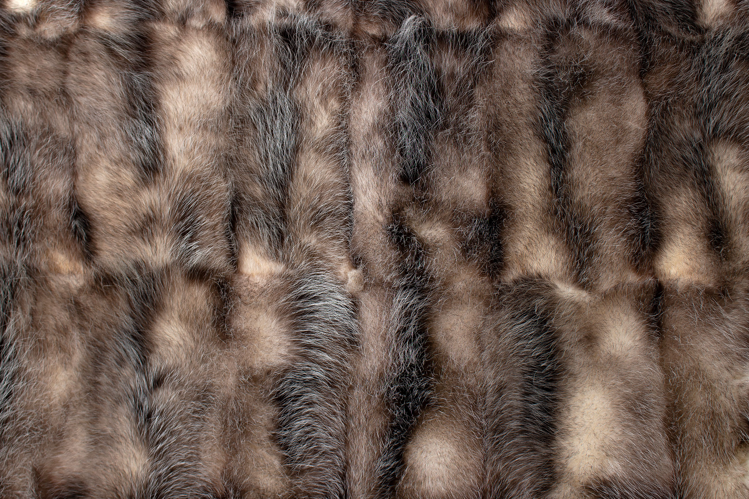 Natural Opossum Fur Rug made with Genuine Fur