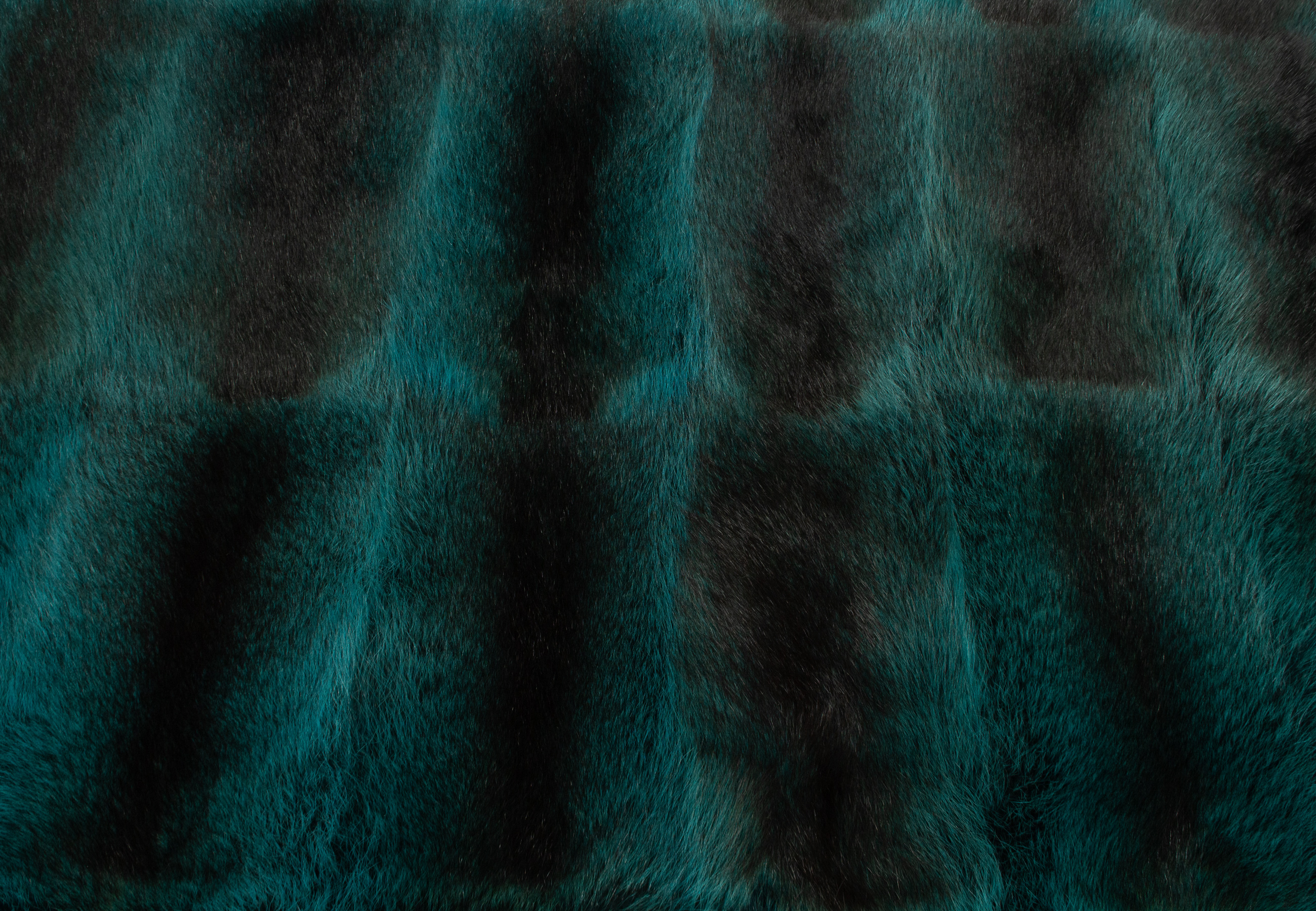 Canadian Raccoon Fur Carpet in Turquoise