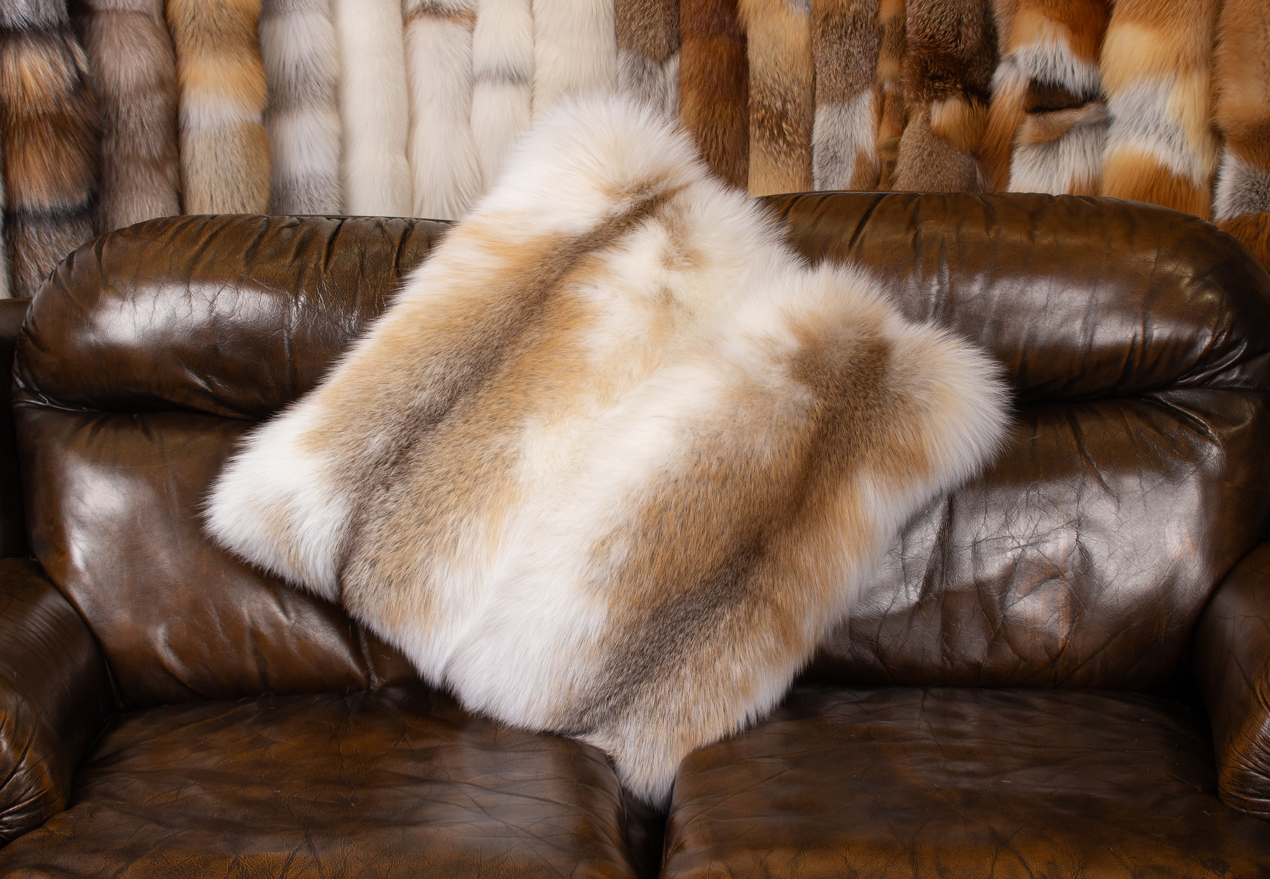 Sun Glo Fox Fur Pillow Made from Real Fur