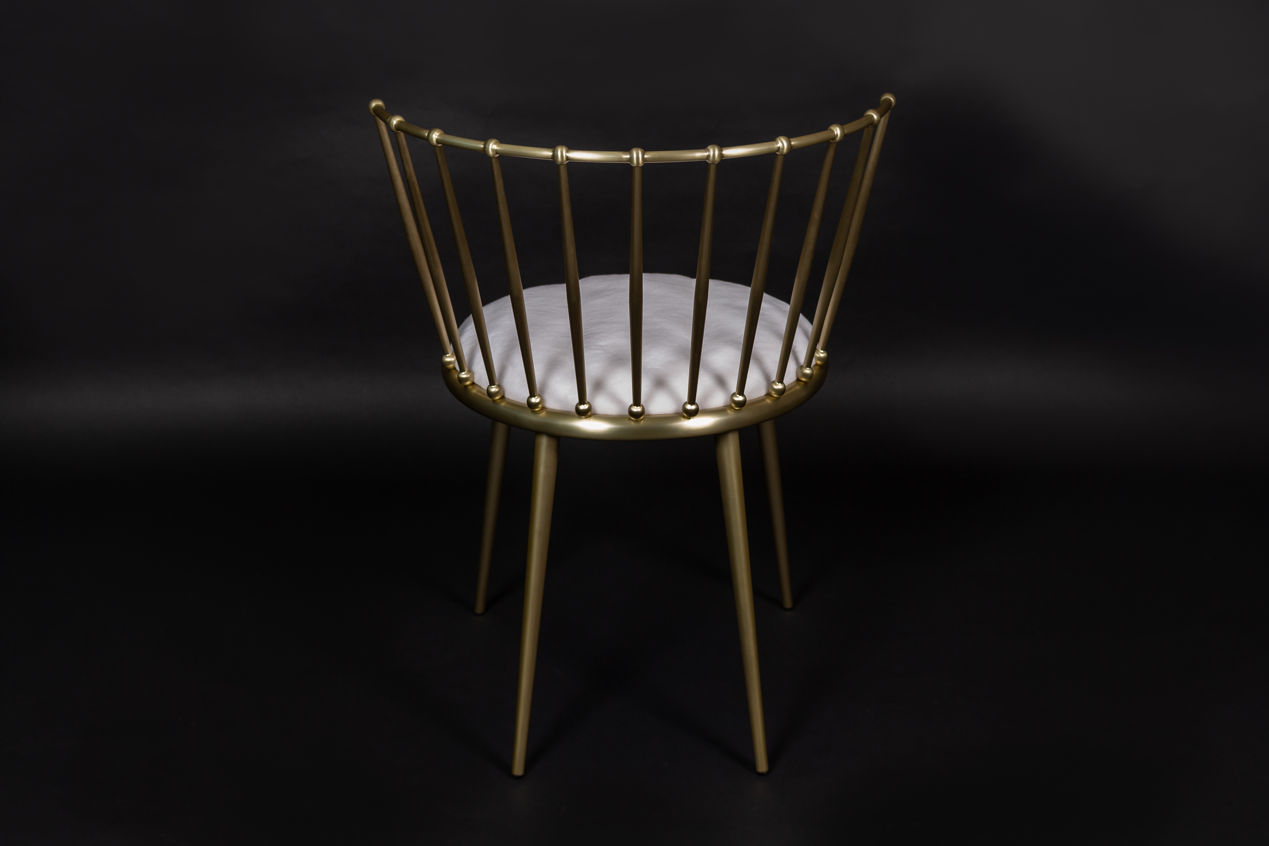 Elegant White Golden Chair with Plucked Mink