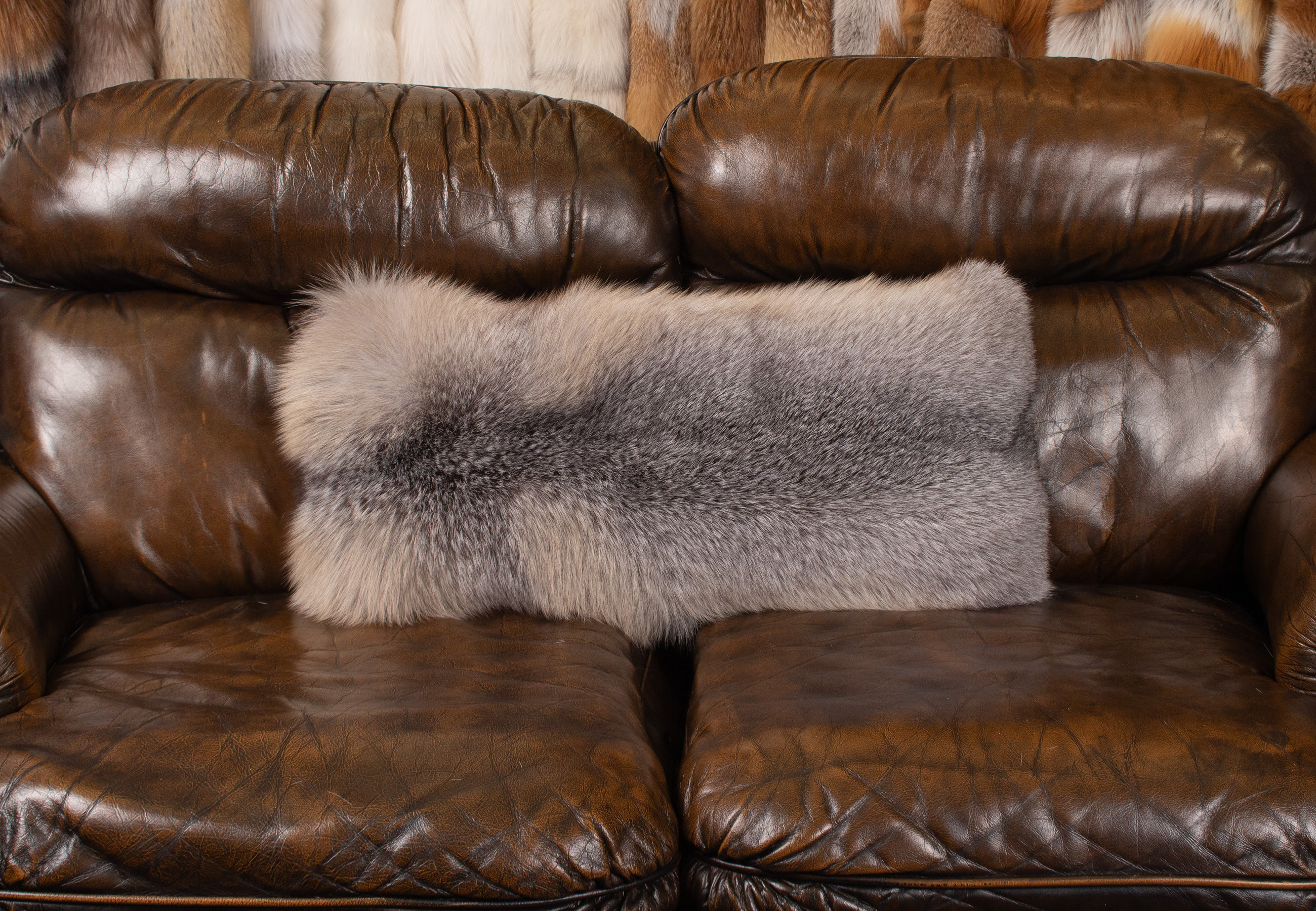 Cuddly Blue Frost Fox Fur Pillow 'Northern Light'