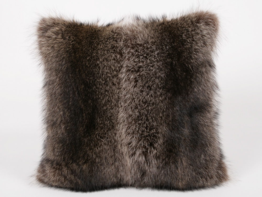 Raccoon fur pillow