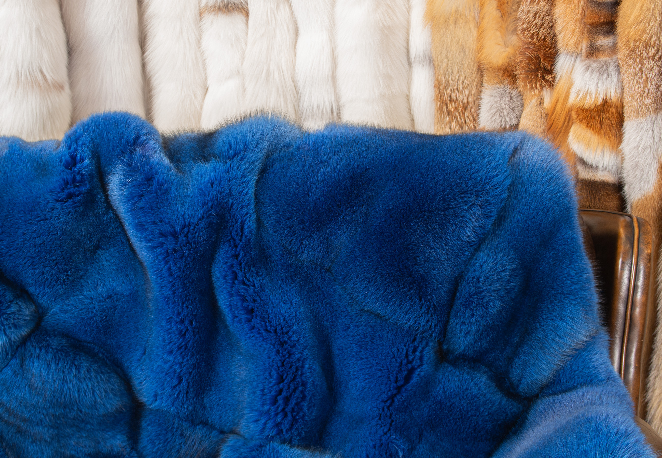 Blue Fox Fur Blanket in Blue