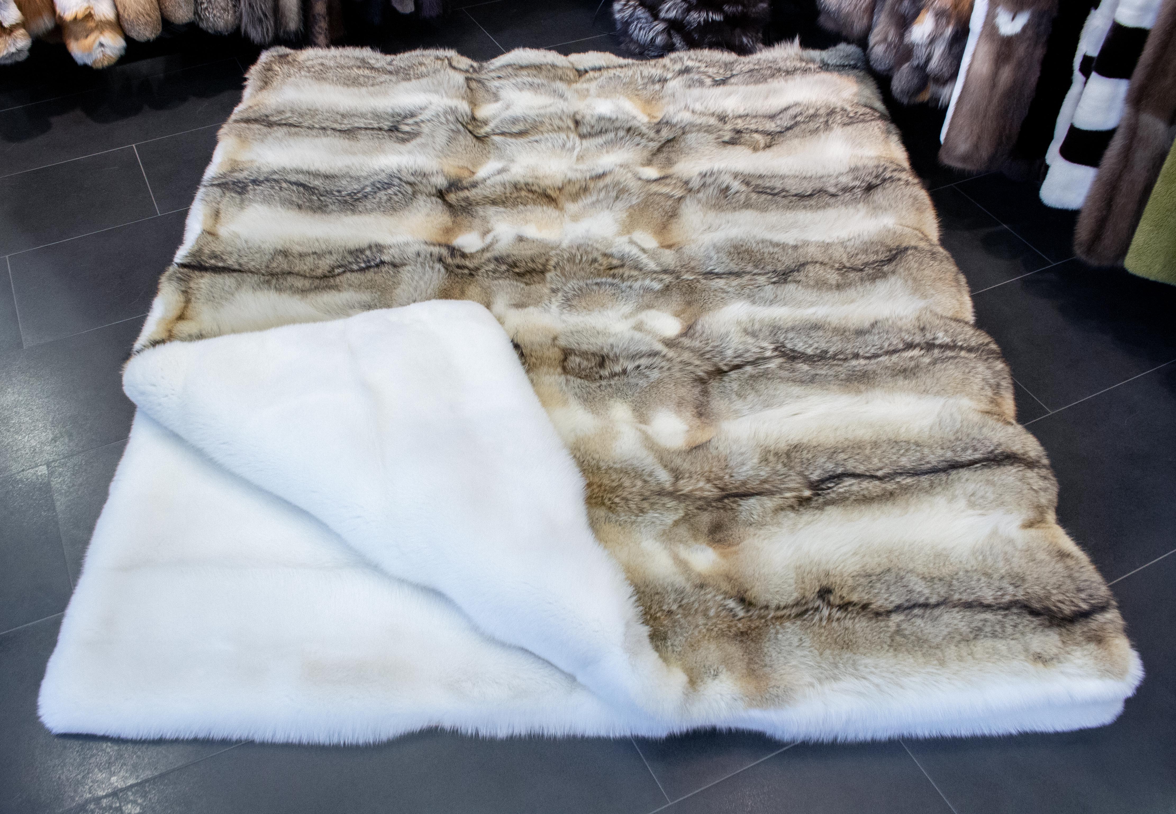 Coyote Fur Blanket with Shadow Fox Inlay