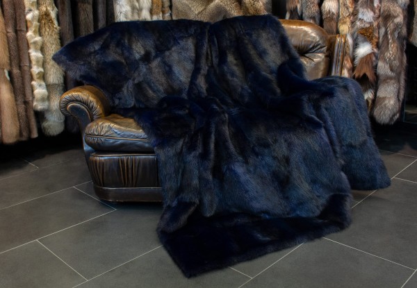 Blue Muskrat Fur Blanket