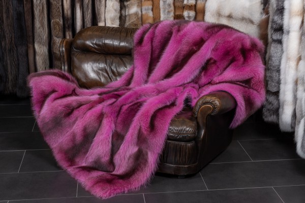 Pink Raccoon Fur Blanket made with Canadian Raccoons