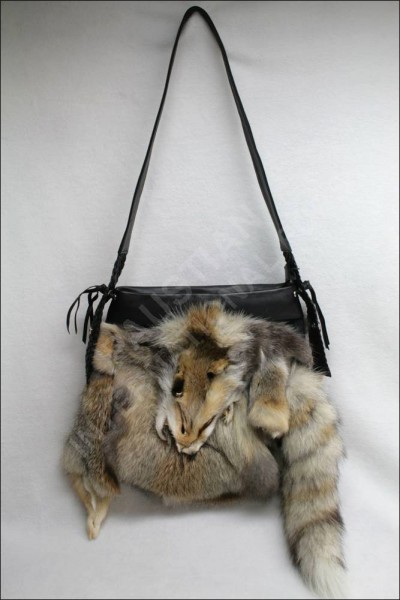 Large Fawn Light Fox handbag - Saga Furs