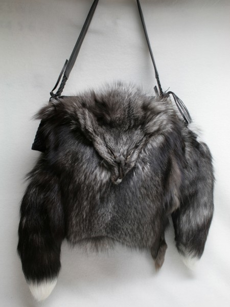 Handbag made of SAGA blue frost fox fur