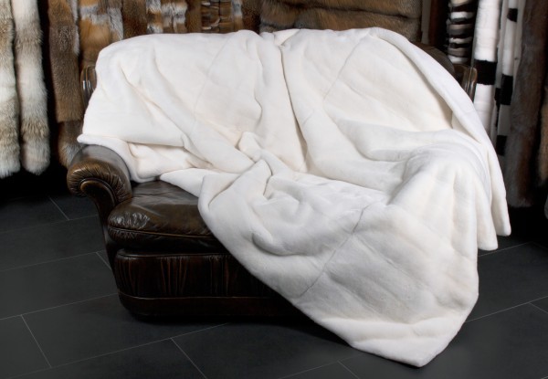 White Mink Fur Blanket - Real Fur