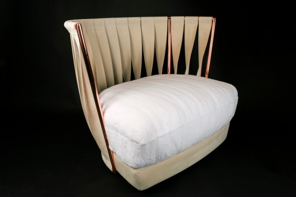 Fur Armchair with Mink Seat Cushions