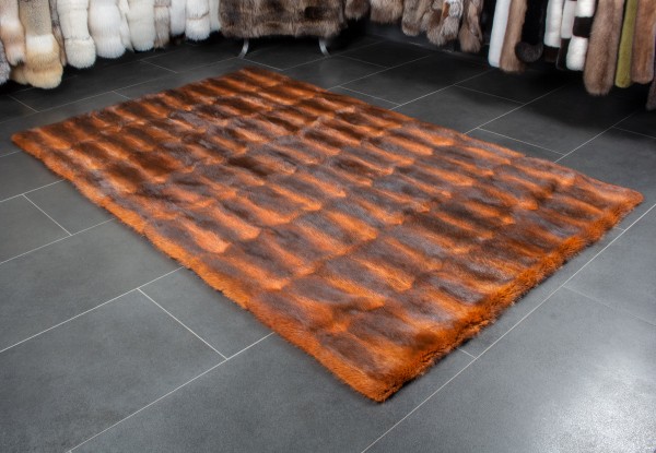 Muskrat Fur Carpet in orange