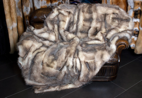 North American Opossum Patchwork Fur Blanket