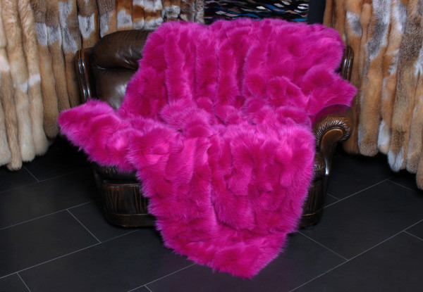 Shadow Fox Fur Throw made with Pink Fox Sides