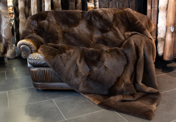 Large Canadian Beaver Fur Blanket XXL