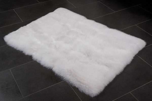 Piel auténtica - alfombra de piel de zorro - blanco