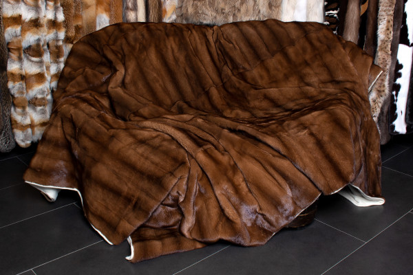 Large Genuine Mink Fur Throw with Cashmere Lining