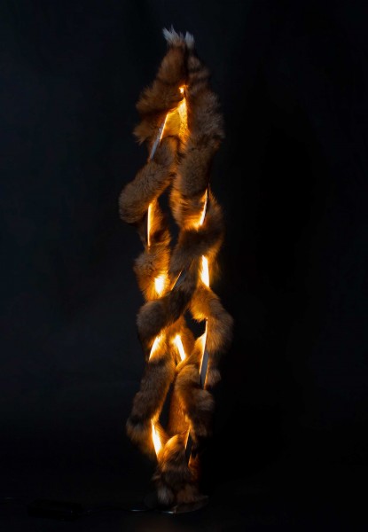 Standard Lamp with European Red Fox Tails