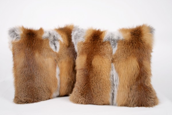 European red fox fur pillow